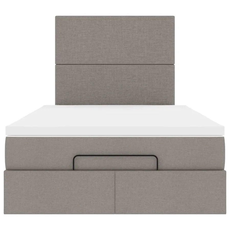 Cadre de lit ottoman avec matelas taupe 120x200 cm tissu - 8