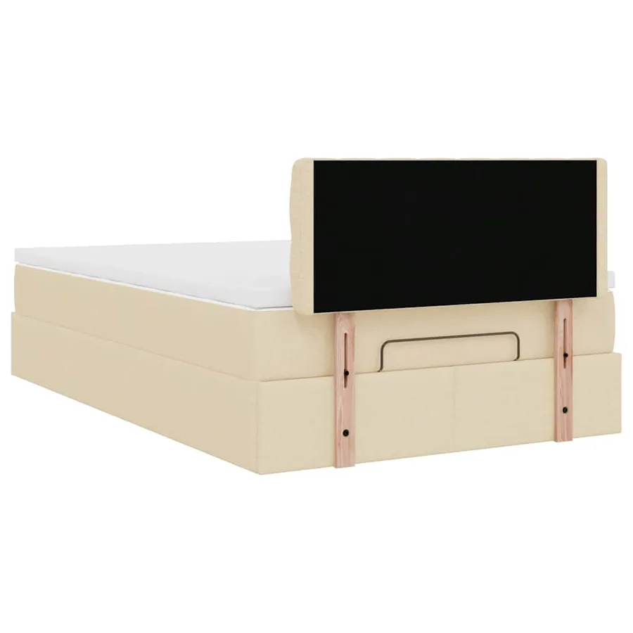 Cadre de lit ottoman avec matelas crème 120x200cm tissu - 12