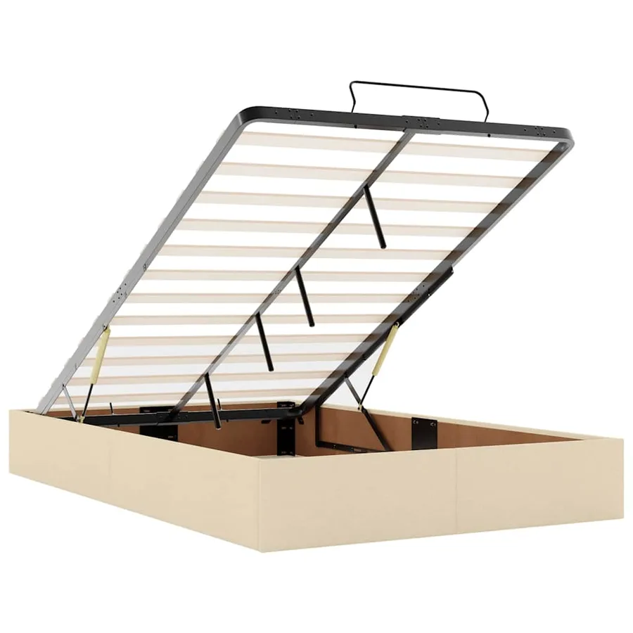 Cadre de lit ottoman avec matelas crème 120x200cm tissu - 13