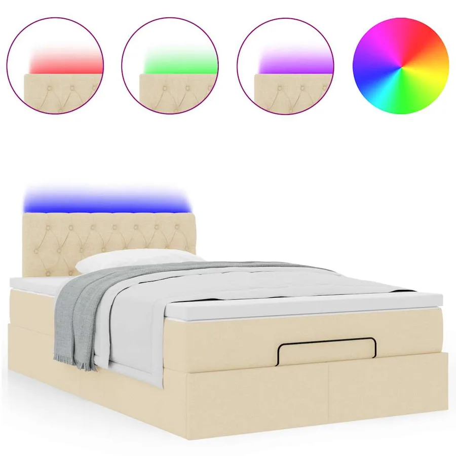 Cadre de lit ottoman avec matelas crème 120x200cm tissu - 5