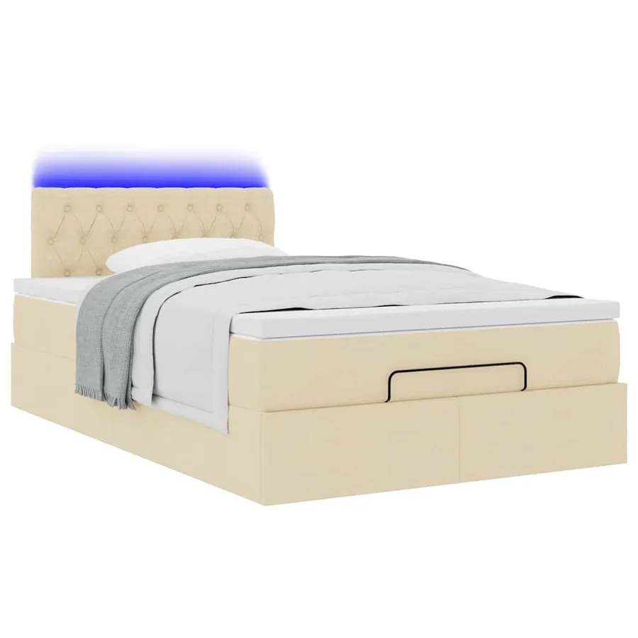 Cadre de lit ottoman avec matelas crème 120x200cm tissu - 6