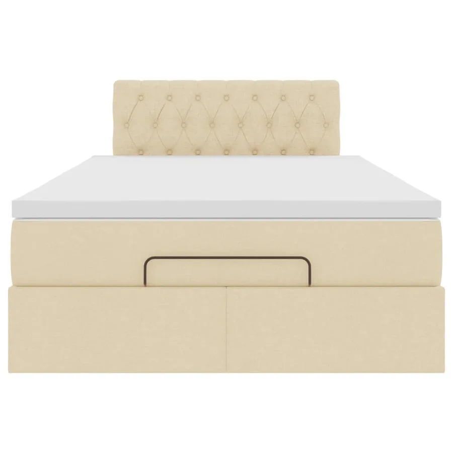 Cadre de lit ottoman avec matelas crème 120x200cm tissu - 8