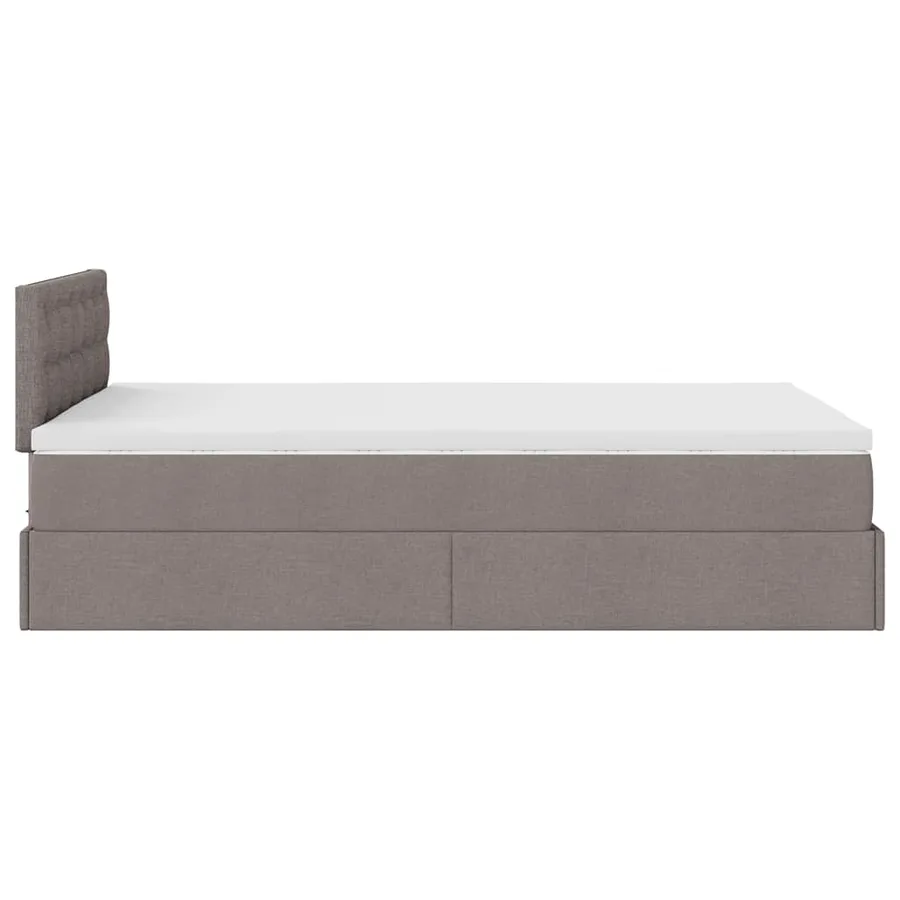 Cadre de lit ottoman avec matelas taupe 120x200 cm tissu - 11