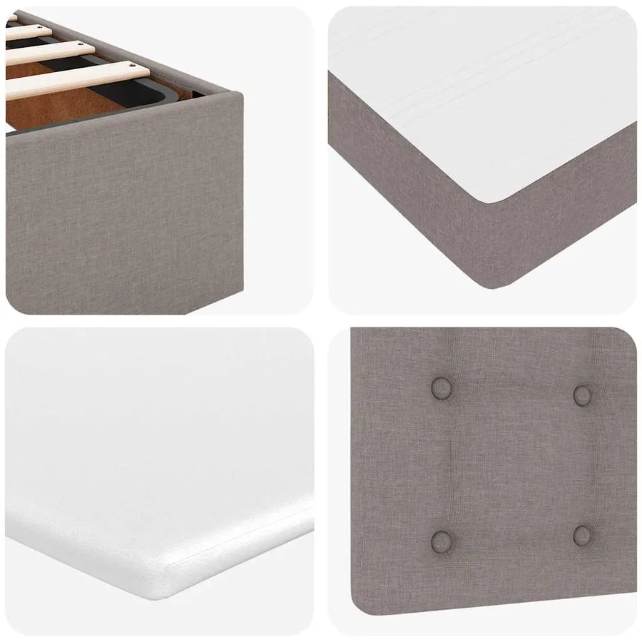 Cadre de lit ottoman avec matelas taupe 120x200 cm tissu - 16