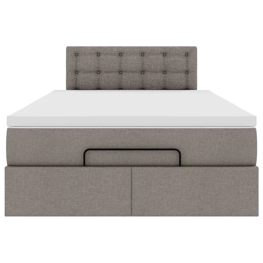 Cadre de lit ottoman avec matelas taupe 120x200 cm tissu - 8
