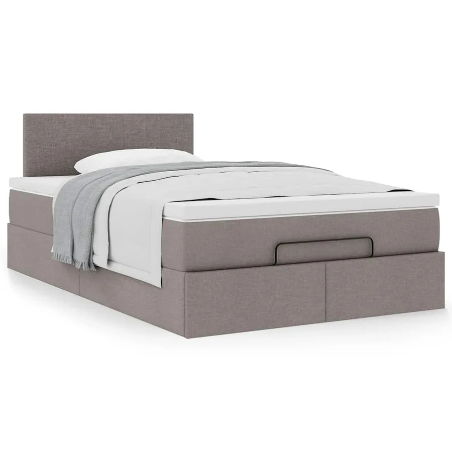 Cadre de lit ottoman avec matelas taupe 120x200 cm tissu - 4
