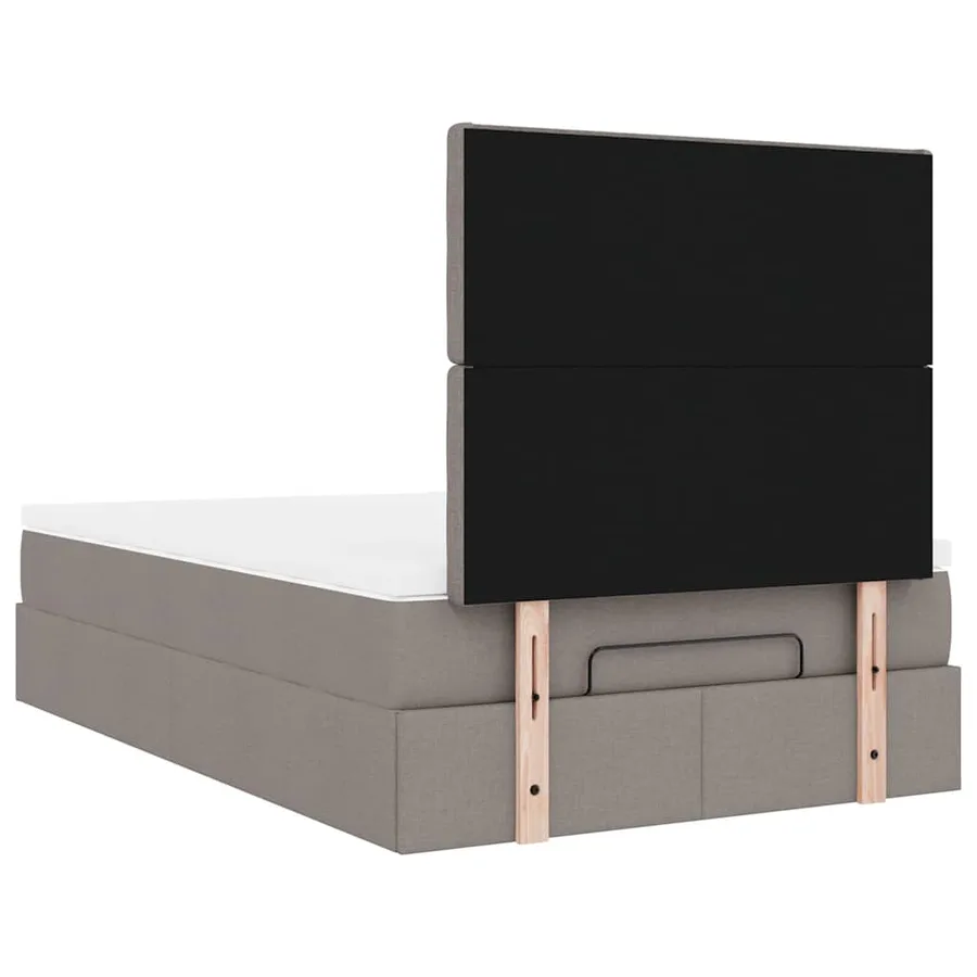 Cadre de lit ottoman avec matelas taupe 120x200 cm tissu - 12