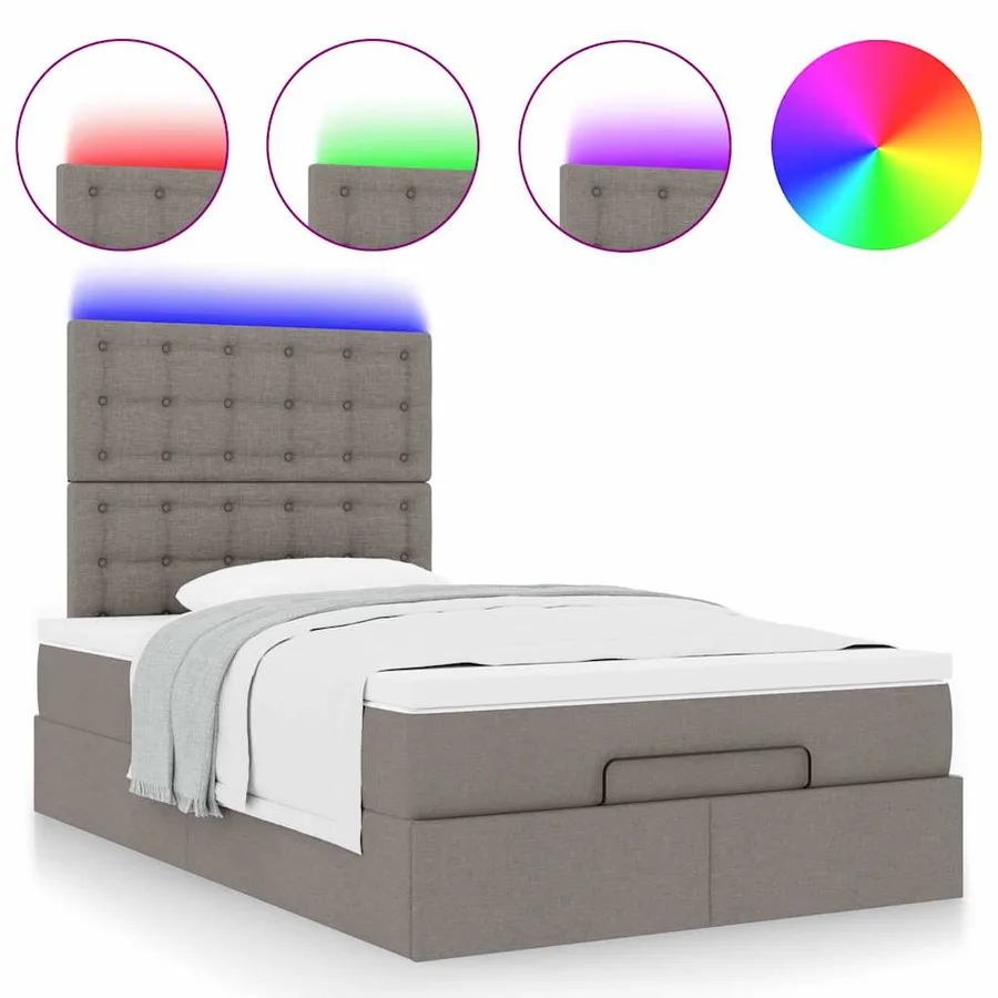 Cadre de lit ottoman avec matelas taupe 120x200 cm tissu - 5
