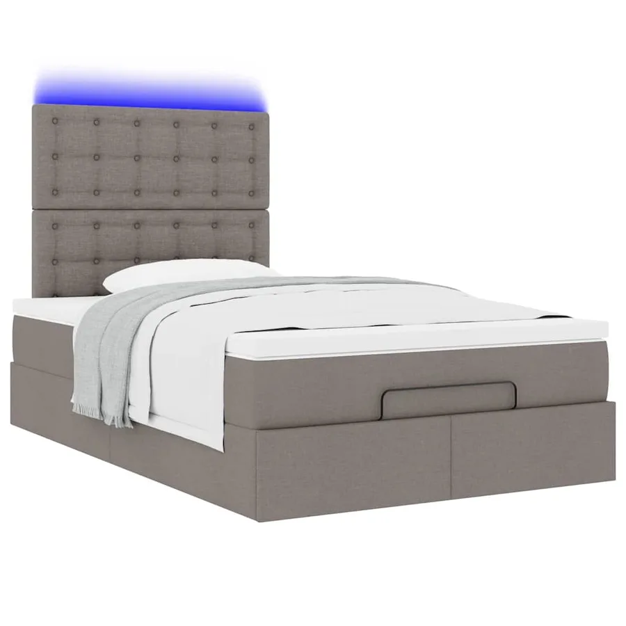 Cadre de lit ottoman avec matelas taupe 120x200 cm tissu - 6