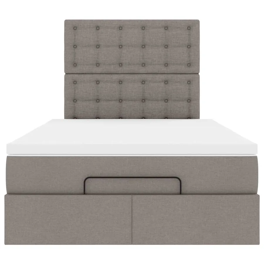 Cadre de lit ottoman avec matelas taupe 120x200 cm tissu - 8