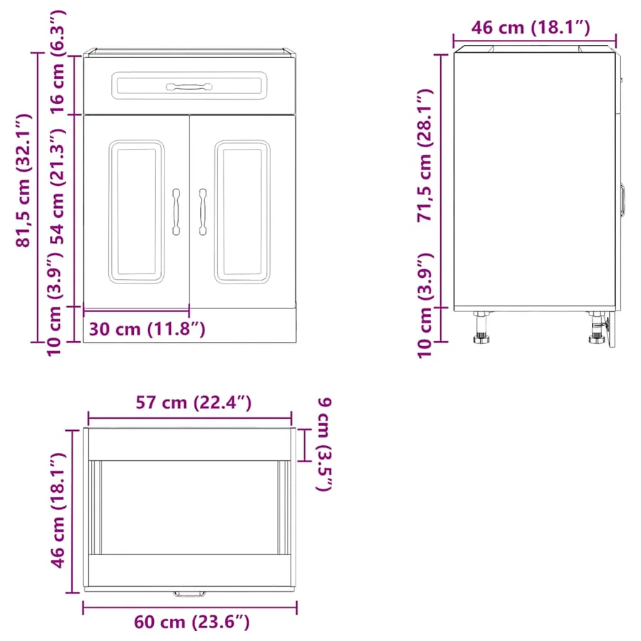 Armoire de cuisine Kalmar chêne marron bois d'ingénierie - 11