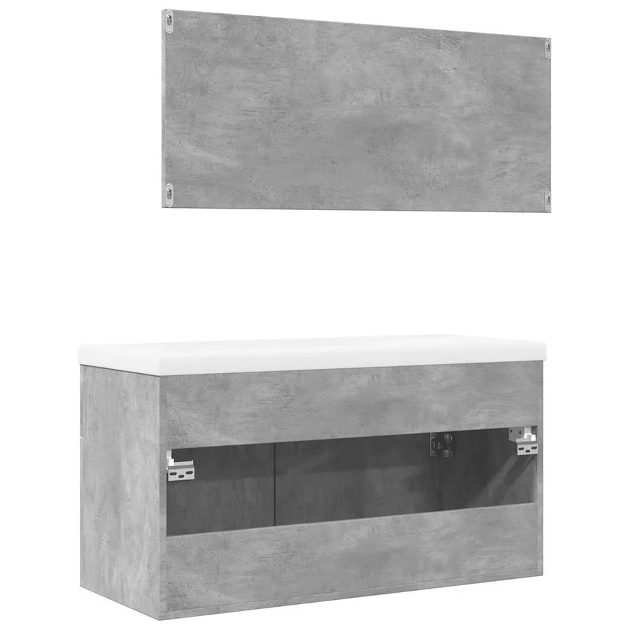 Ensemble de meubles de salle de bain 3 pcs gris béton - 9