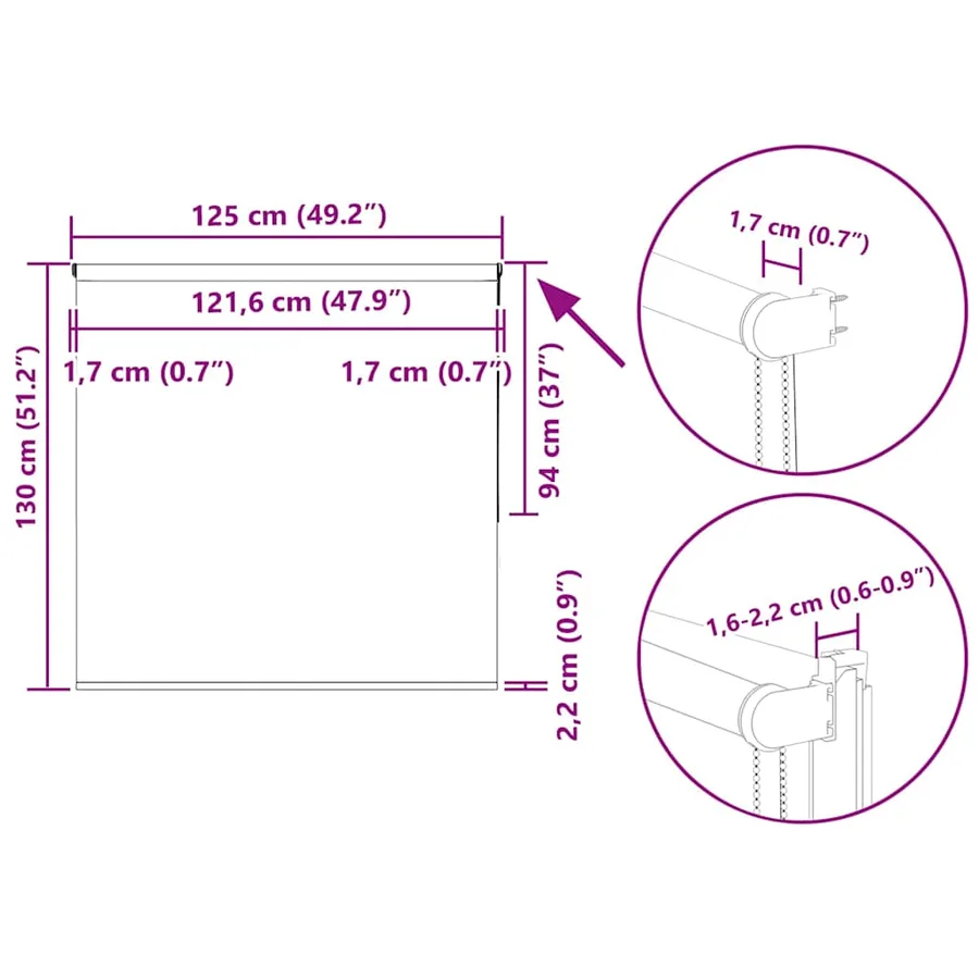 Store enrouleur occultant café 125x130cm largeur du tissu - 18