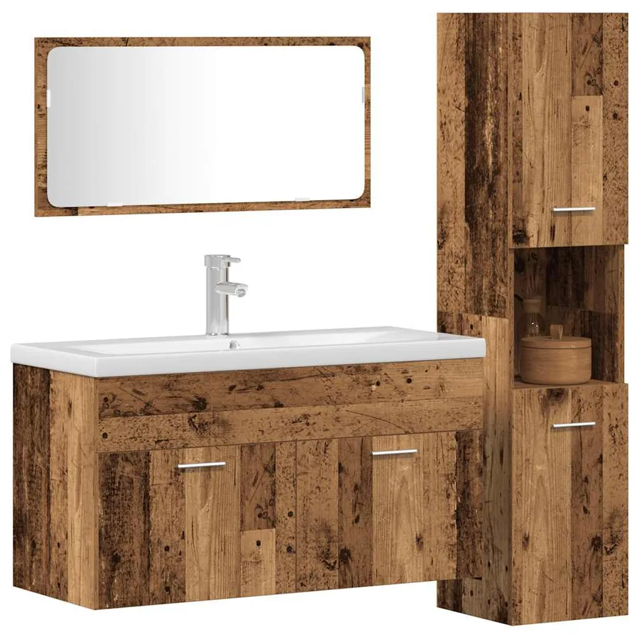 Ensemble de meubles salle de bain 3 pcs bois d'ingénierie - 4