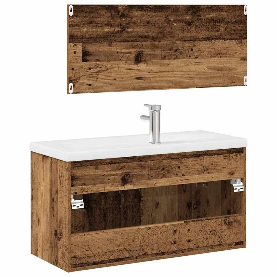 Ensemble de meubles salle de bain 3 pcs bois d'ingénierie - 9