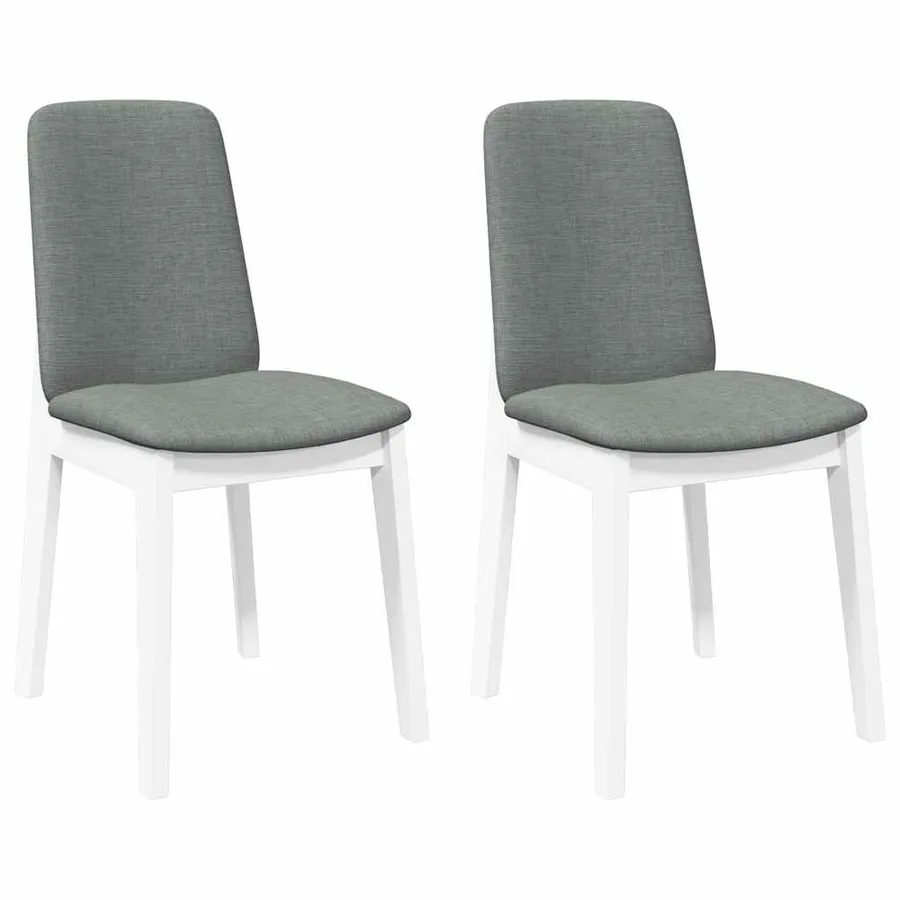 Chaises à manger coussins 2 pcs blanc bois massif caoutchouc - 2