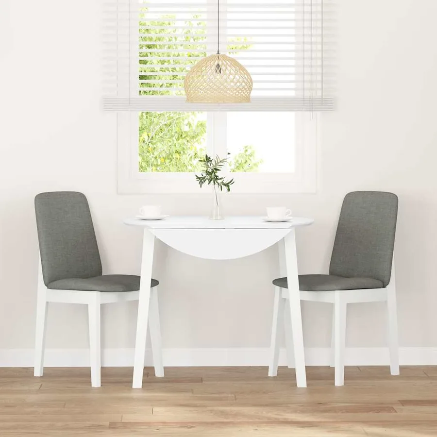 Chaises à manger coussins 2 pcs blanc bois massif caoutchouc - 3