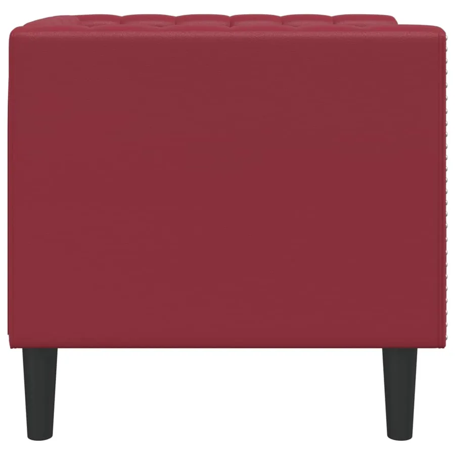 Fauteuil Chesterfield rouge bordeaux similicuir - 5