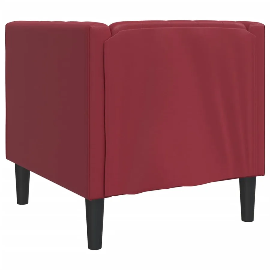 Fauteuil Chesterfield rouge bordeaux similicuir - 6