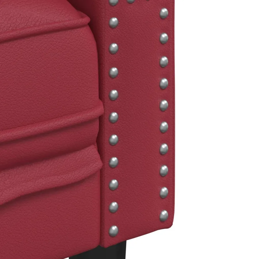 Fauteuil Chesterfield rouge bordeaux similicuir - 7