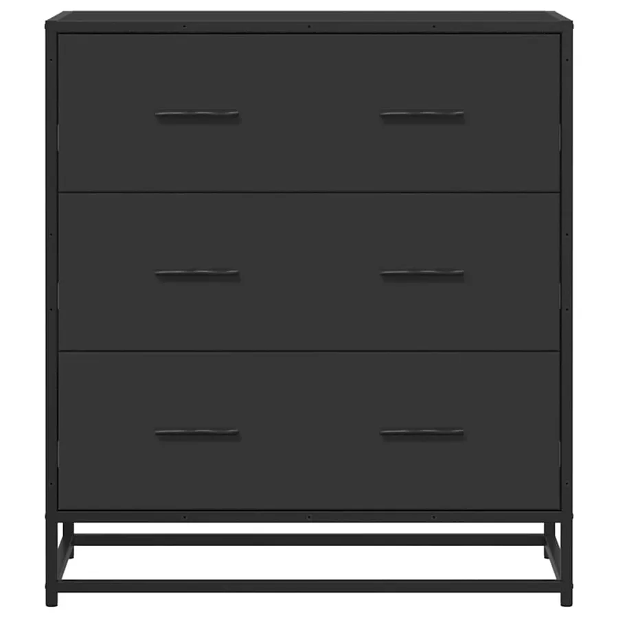 Buffet noir 68x35x76 cm bois d'ingénierie et métal - 4