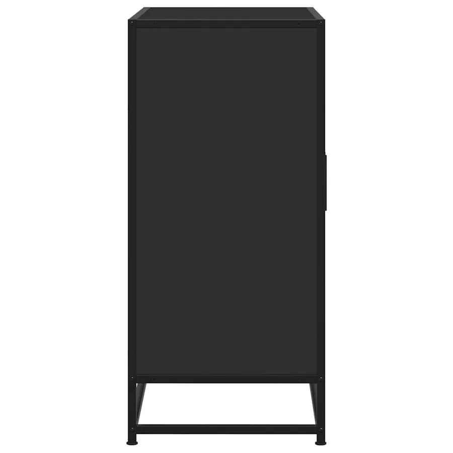 Buffet noir 68x35x76 cm bois d'ingénierie et métal - 5