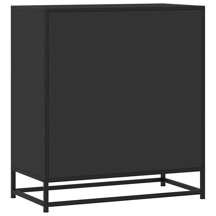 Buffet noir 68x35x76 cm bois d'ingénierie et métal - 6