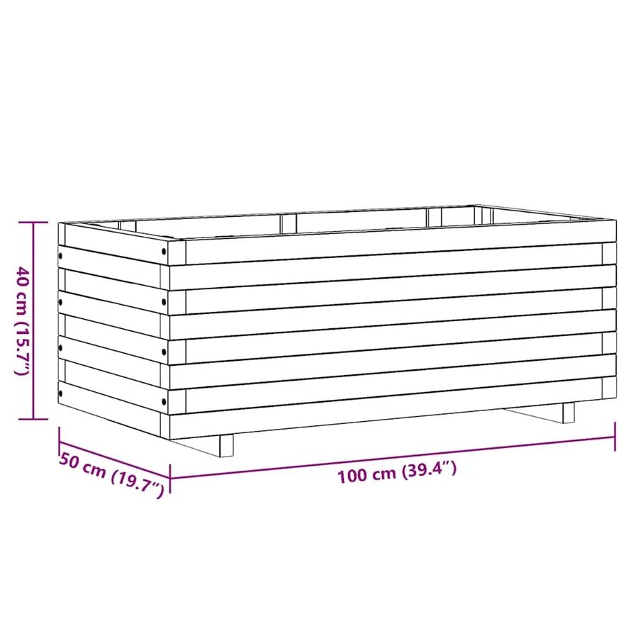 Rectangular raised bed 100x50x40 cm wood - 10