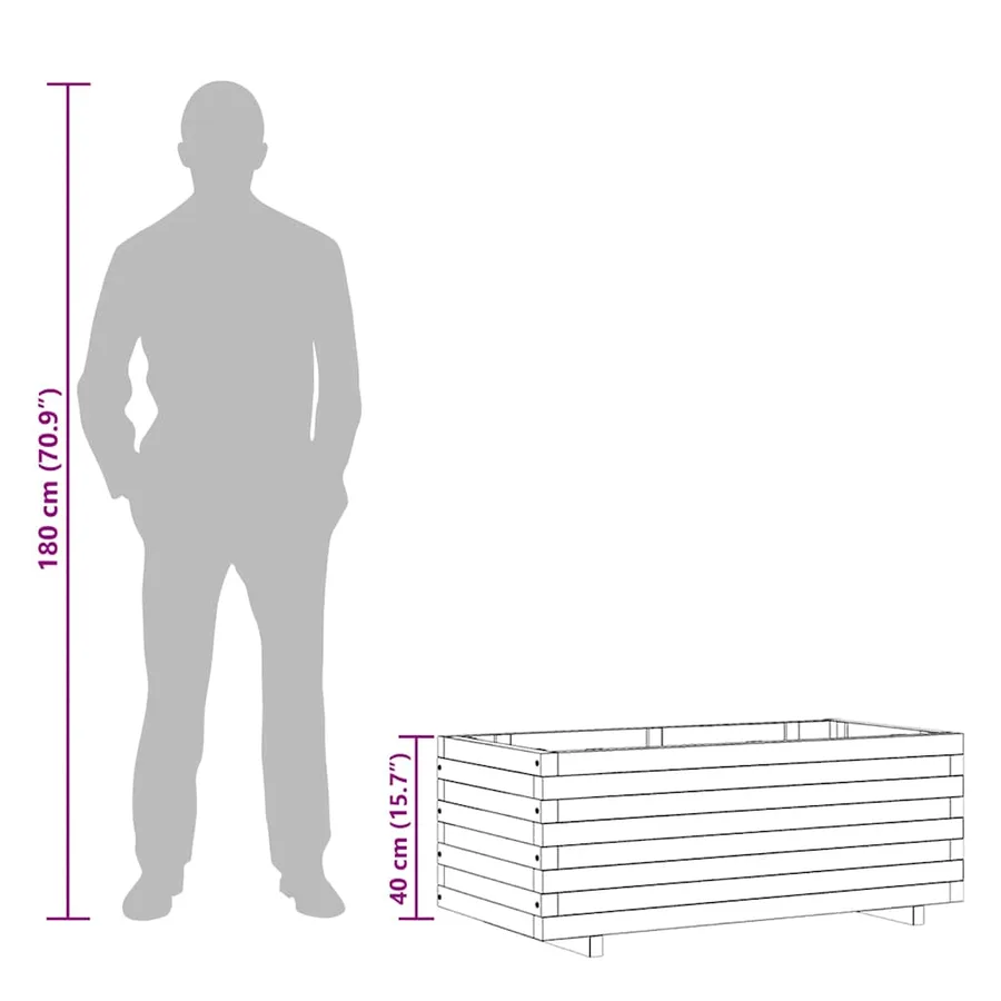 Rectangular raised bed 100x50x40 cm wood - 11