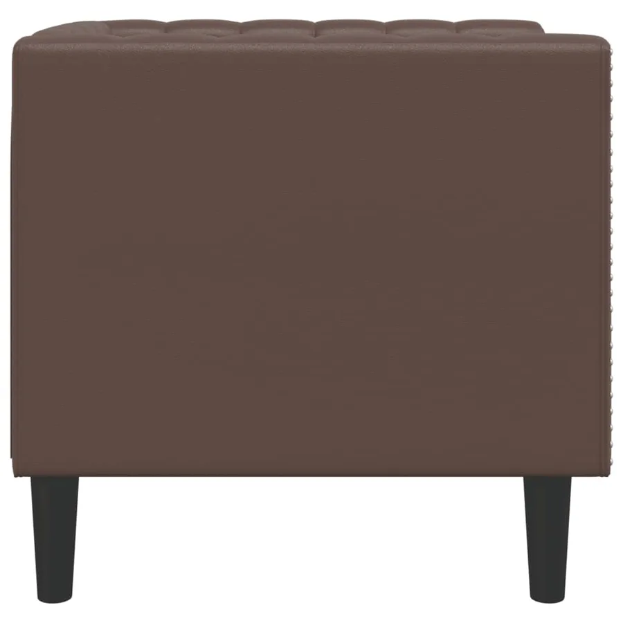 Fauteuil Chesterfield marron similicuir - 5