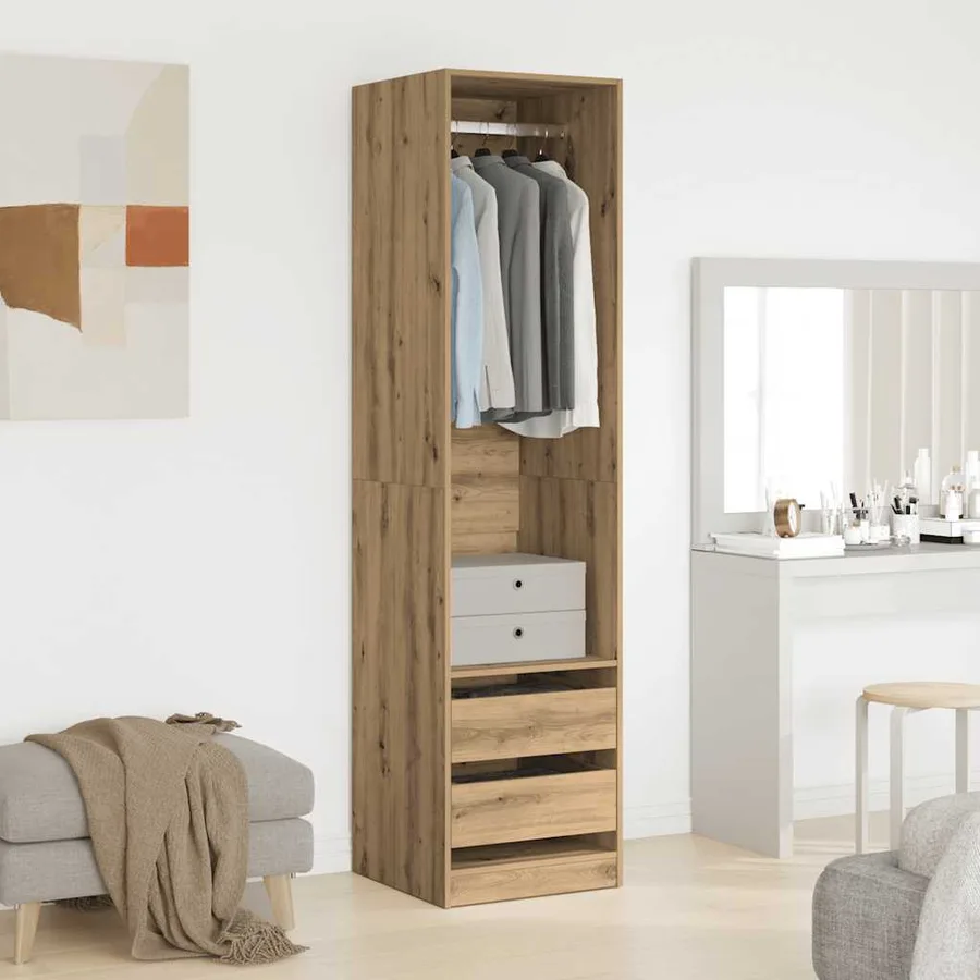 Garde-robe chêne artisanal 50x50x200 cm bois d'ingénierie - 3