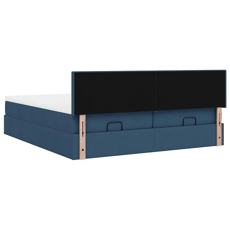 Cadre de lit ottoman avec matelas bleu 160x200 cm tissu - 12