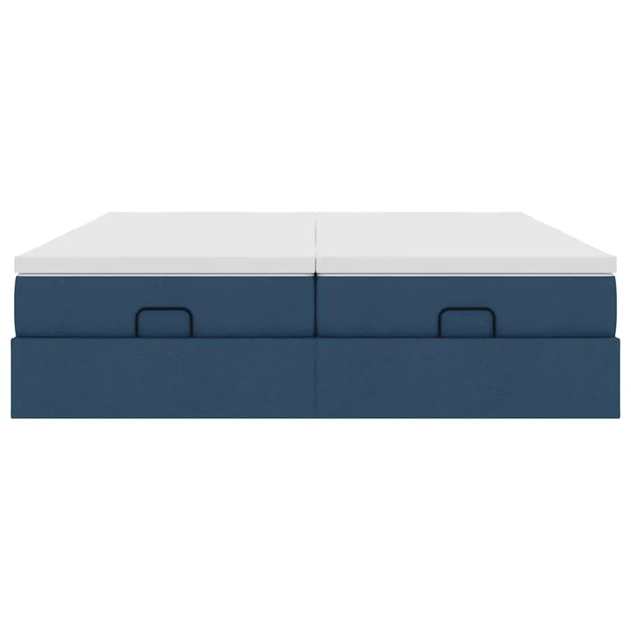 Cadre de lit ottoman avec matelas bleu 160x200 cm tissu - 7