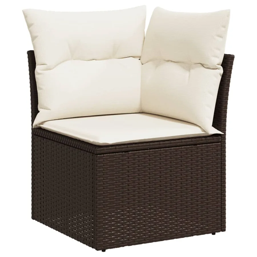 Salon de jardin avec coussins 7 pcs marron résine tressée - 5