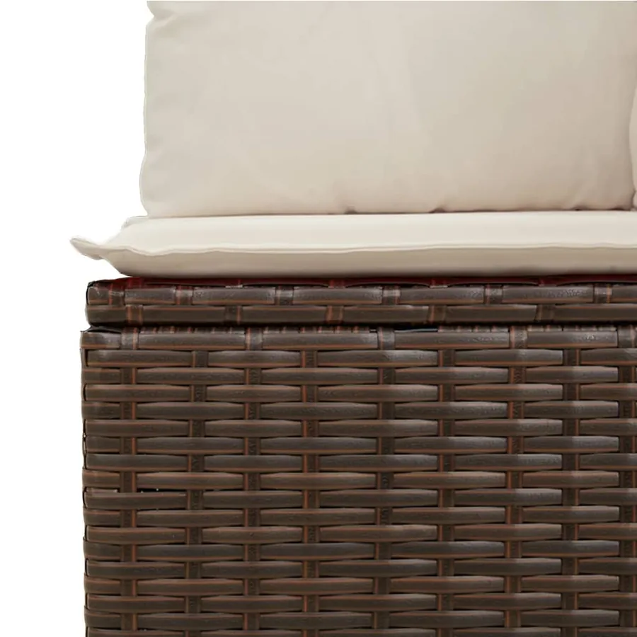 Salon de jardin avec coussins 7 pcs marron résine tressée - 8