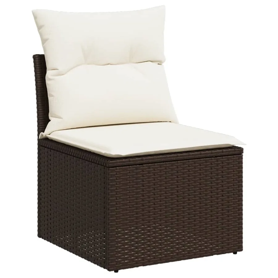 Salon de jardin avec coussins 9 pcs marron résine tressée - 6
