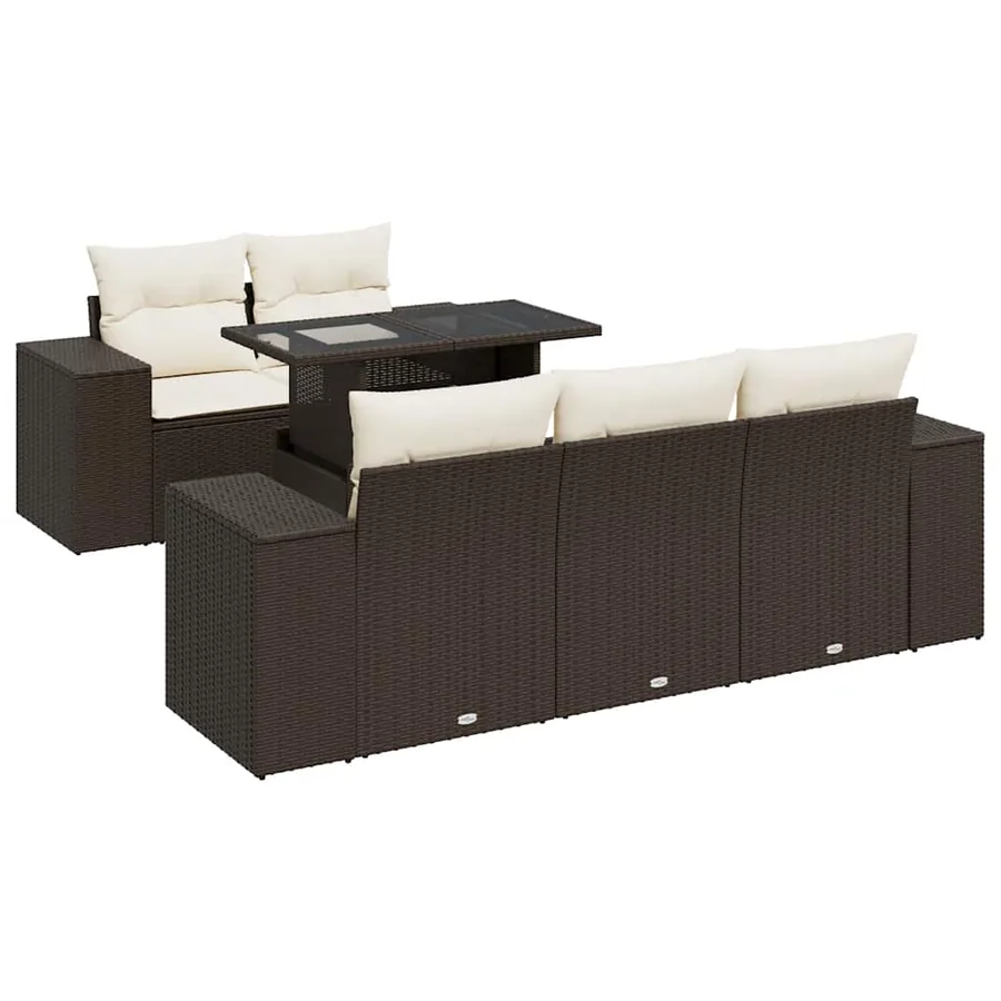 Salon de jardin avec coussins 6 pcs marron résine tressée - 2