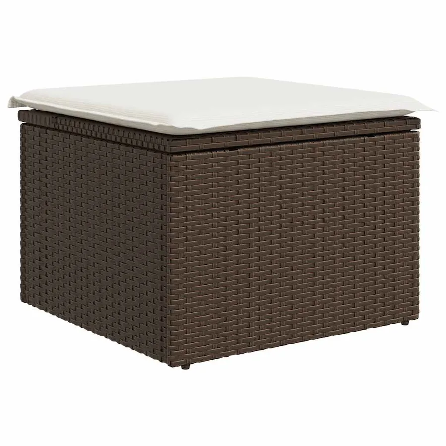 Salon de jardin 8 pcs avec coussins marron résine tressée - 6