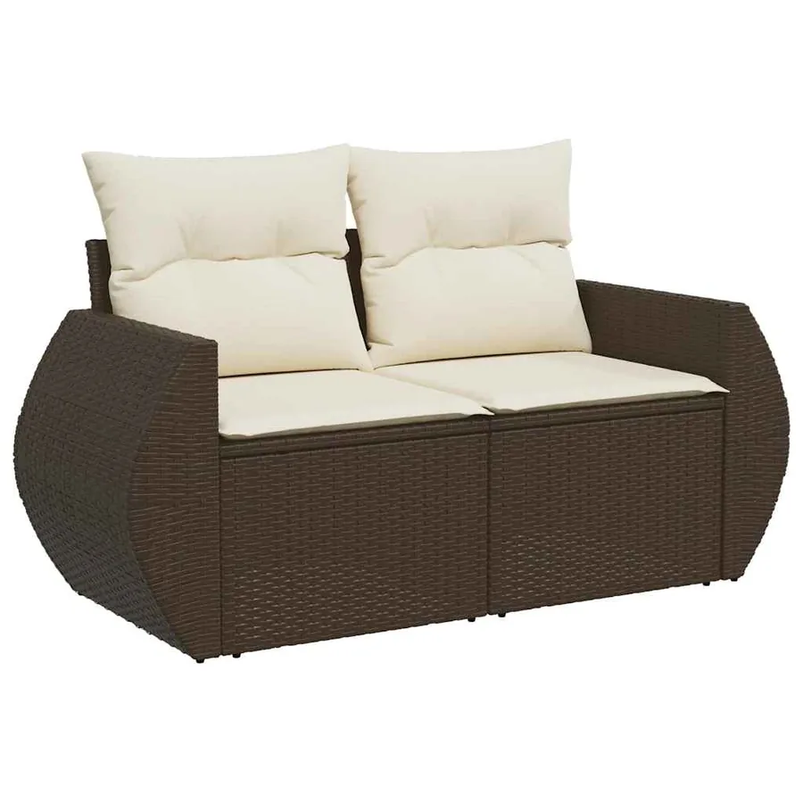 Salon de jardin 8 pcs avec coussins marron résine tressée - 7