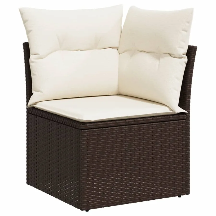 Salon de jardin 10 pcs avec coussins marron résine tressée - 5