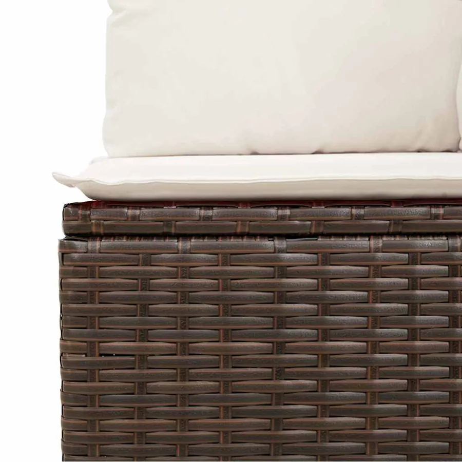Salon de jardin avec coussins 9 pcs marron résine tressée - 11