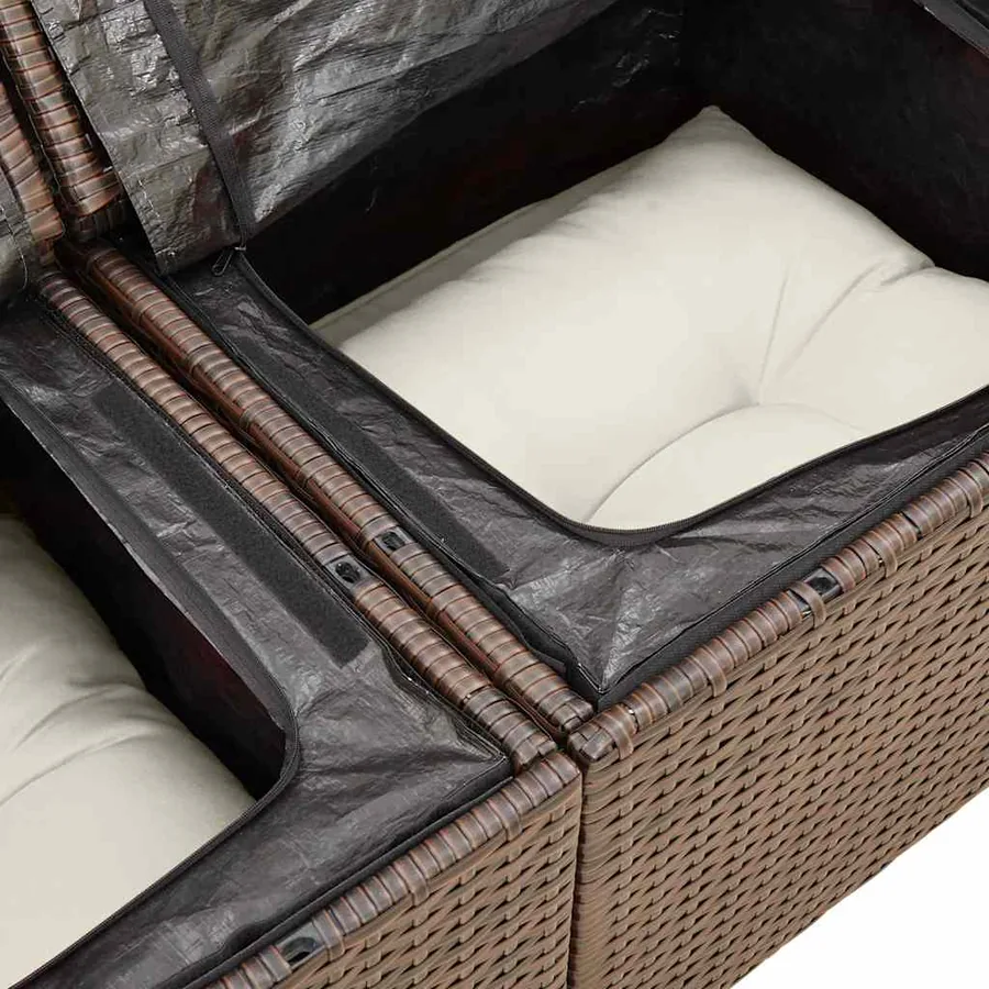 Salon de jardin avec coussins 9 pcs marron résine tressée - 12