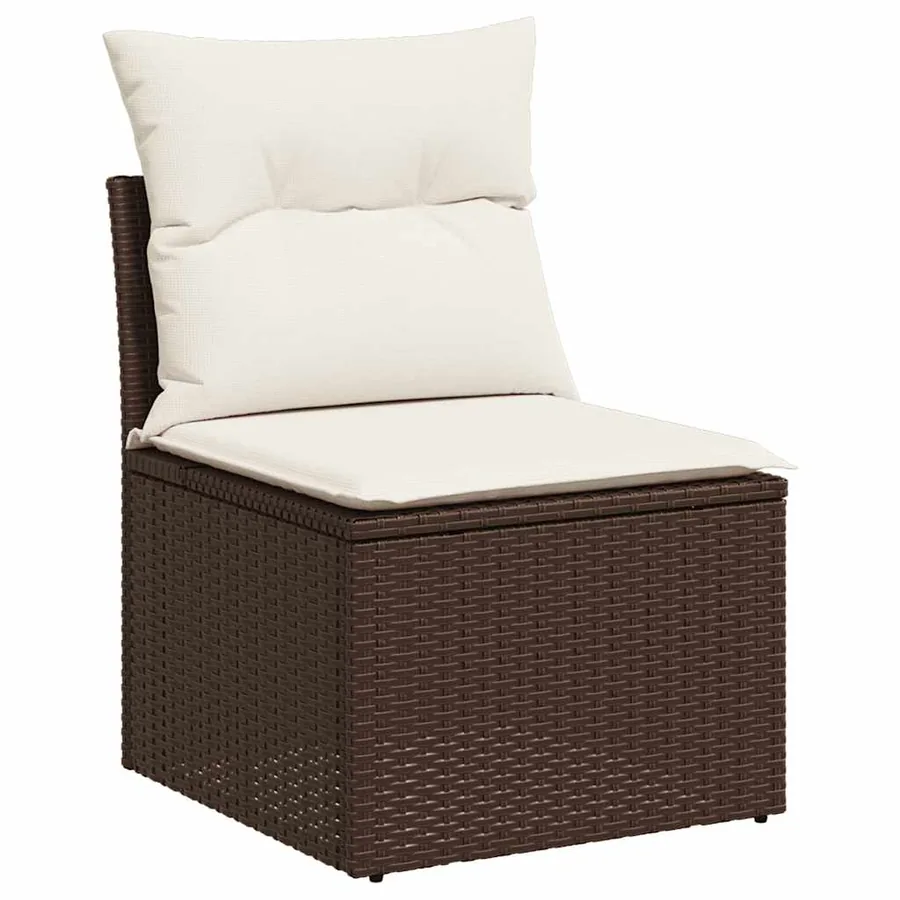 Salon de jardin avec coussins 9 pcs marron résine tressée - 4