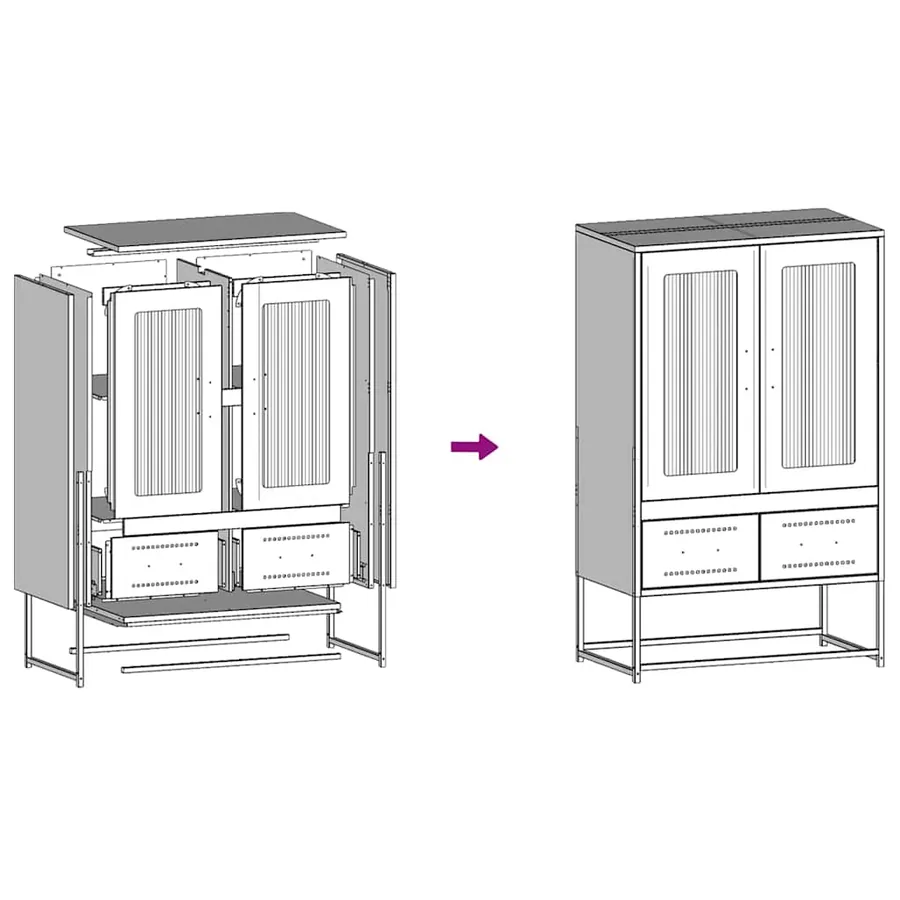 Buffet haut blanc 68x39x111,5 cm acier - 11