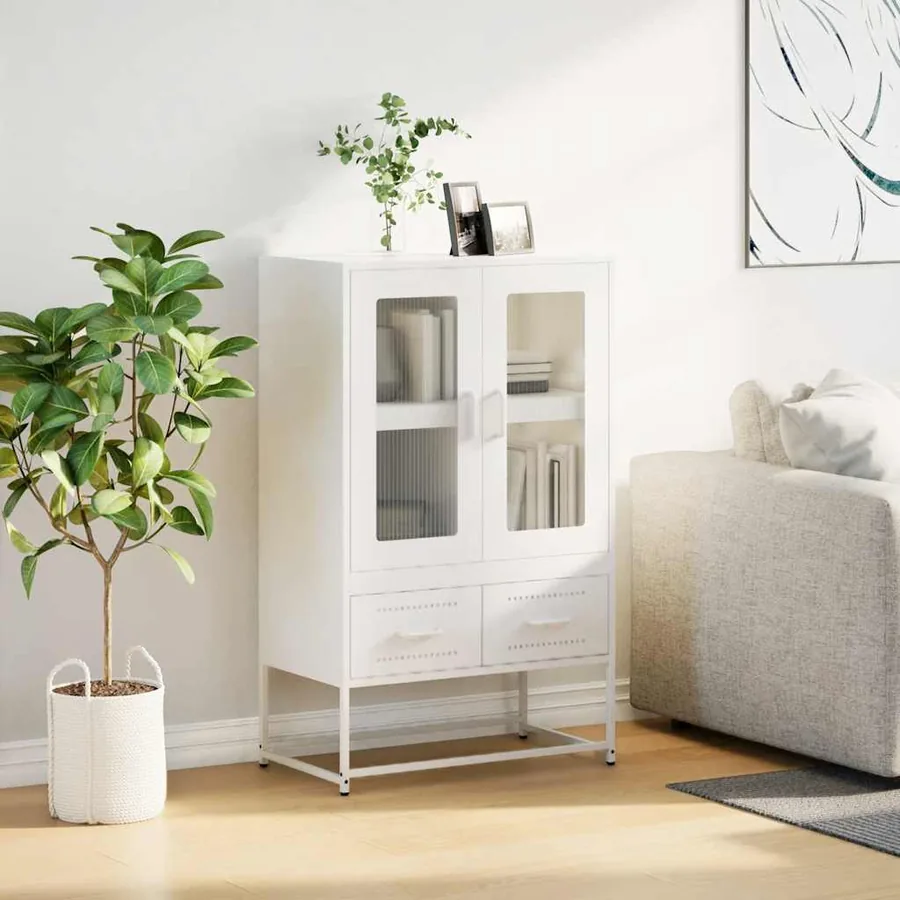 Buffet haut blanc 68x39x111,5 cm acier - 3