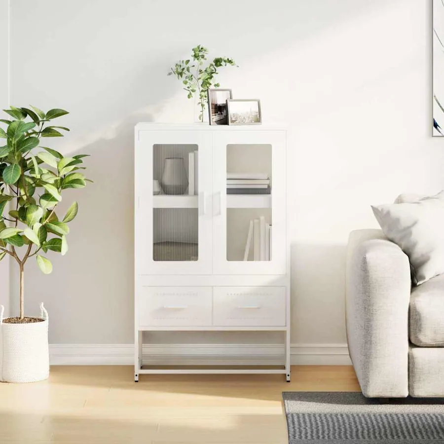 Buffet haut blanc 68x39x111,5 cm acier - 4