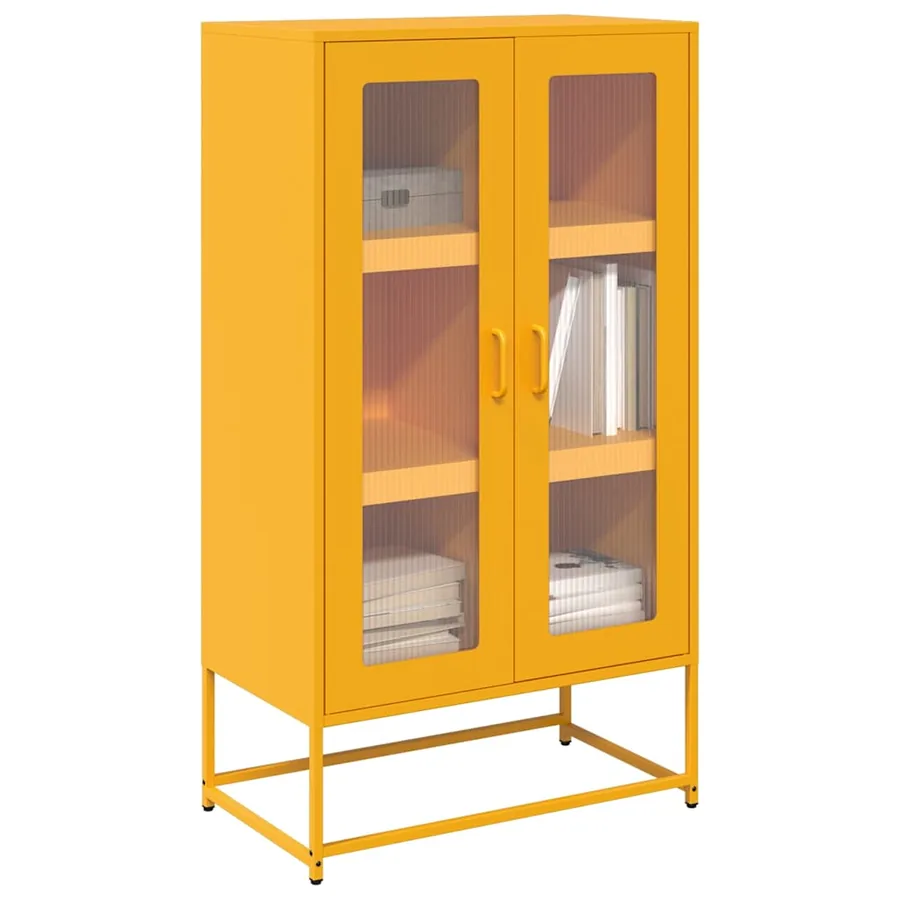 Buffet haut jaune moutarde 68x39x123 cm acier