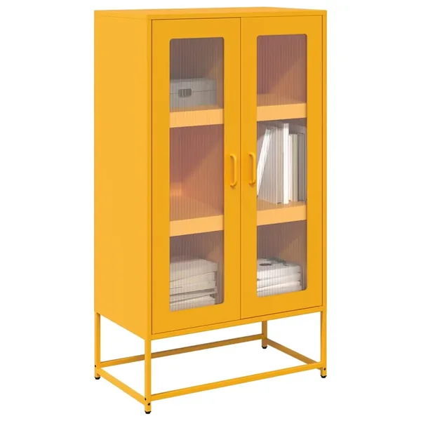 Buffet haut jaune moutarde 68x39x123 cm acier