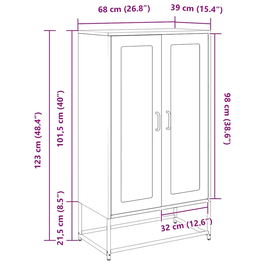 Buffet haut jaune moutarde 68x39x123 cm acier - 13