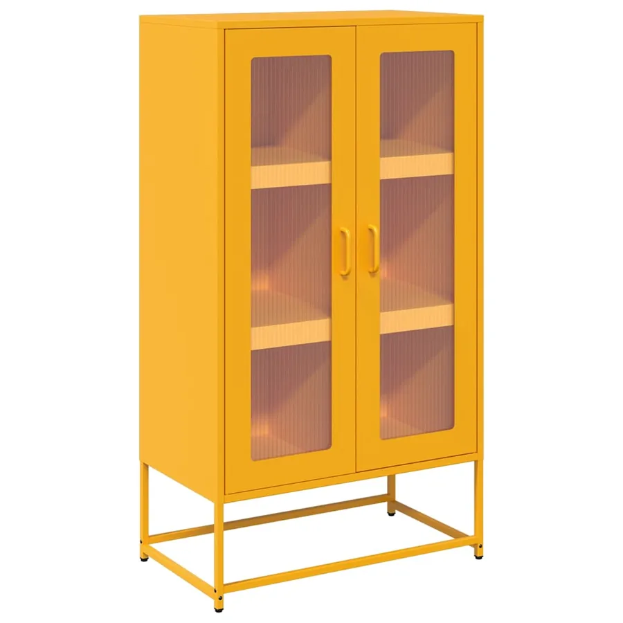 Buffet haut jaune moutarde 68x39x123 cm acier - 2